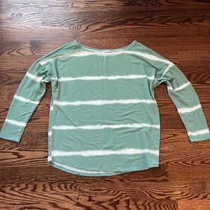 First Love Dolman Sleeve Green and White Shibori Top